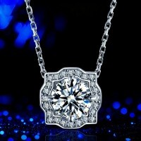 S925 Silver Cross-Border Star Moissanite Pendant Necklace-【Moissanite】6.5mm/1 carat with GRA certificate  925 silver [white gold]