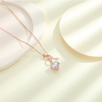 wholesale S925 sterling silver women's versatile minimalist design necklace with luxury heart pendant collarbone chain jewelry-TL012081-Rose Gold>925 Silver