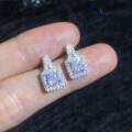 S925 Sterling Silver Cross-border Moissanite Stud Earrings, 1ct Princess Cut-0-1