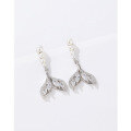 wholesale 925 Sterling Silver Rhinestone-Studded Mermaid Tail Artificial Pearl Earrings for Women, Light Luxury Small and Exquisite Stud Earrings in Instagram Style with Flash Effect-0-0