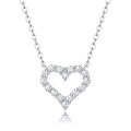 wholesale S925 Silver Korean Minimalist Elegant Heart Pendant Necklace, Tarnish-Free for Women, Moissanite Everyday Versatile Collarbone Chain-0-5