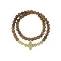 wholesale Double metal natural sinking agarwood and Hetian jade bracelet for women, double-layered stackable hand chain, Hetian jade stone, new Chinese-style niche sandalwood jade-0-4