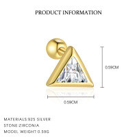 wholesale S925 Sterling Silver Geometric Square Luxury Sparkling Zircon Earrings for Women,。-E5092-Gold/Single 925 Silver