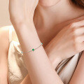 Sterling Silver Bracelet with Round Emerald-Like Gemstone, Vintage Style Clearance with Free Shipping-0-0