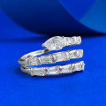wholesale S925 Silver Snake-Shaped Three-Row Diamond Ring for Women, Cross-Border Style, AliExpress Model, Dropshipping-0-1