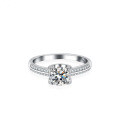S925 Silver Double Row Bull Head Ring with Moissanite for Women-0-0