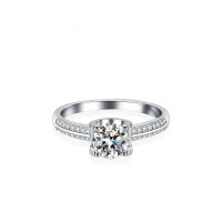 S925 Silver Double Row Bull Head Ring with Moissanite for Women-1 carat (set with moissanite)  9 yards