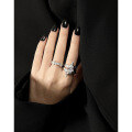 wholesale S925 Sterling Silver Original Niche Design Minimalist Irregular Textured Inlaid Zirconium Crystal Open Ring for Women-0-3