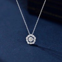 wholesale S925 Sterling Silver Maker's Floral Circle Necklace, Niche Design, Fashionable, Elegant, and Versatile Clavicle Chain Jewelry-Garland Necklace - White Gold > 925 Silver