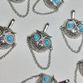 wholesale Metal material, high-end natural mineral turquoise owl pendant women's ins lightweight luxury versatile-0-0