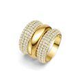 925 Sterling Silver Moissanite Three-Stack Ring, Women's Gold Tone, Popular Cross-Border Euro-American New Style, Factory Stock, Closed Band-0-3