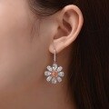 wholesale 925 Sterling Silver Jewelry 5ct High Carbon Diamond Earrings 7*7 Color-Changing Orange Flower Bloom European and American Luxury-0-2