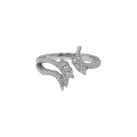 wholesale S925 Sterling Silver Korean Version Ins Original Niche Design Squid Series Textured Open Ring for Women-White gold [white zircon] &gt; opening adjustable