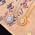 S925 Silver Rotating Eight Treasures Compass Lotus Pendant Necklace-0-2