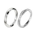 Sterling Silver Moissanite Mobius Ring with Pavé Diamonds-0-3