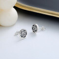 wholesale Metal S925 Sterling Silver Retro Thai Silver Round Plate Hexagram Ear Cartilage Stud Hip-hop Punk Trendy Fashion Ear Accessories-0-1