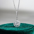 S925 Silver Pendant with 1-Carat Moissanite Necklace for Women-0-4