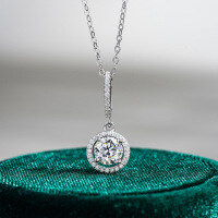 S925 Silver Pendant with 1-Carat Moissanite Necklace for Women-1-carat necklace (empty setting)  925 silver