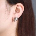 wholesale S925 Sterling Silver Fashionable Ultra-Cool Euro-American Light Luxury Black Snake Pearl Ear Studs Small Niche High-End Source Manufacturer-0-1