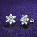 S925 Sterling Silver Moissanite Snowflake Earrings, 50 Points-0-0