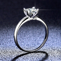 925 Sterling Silver Princess Cut Four-Prong Moissanite Ring for Women-1.2 carats (D color moissanite)  11 yards