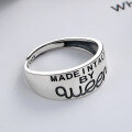 wholesale S925 Sterling Silver Creative Open-Ended English Letter Ring, Korean and Japanese Style Ins Minimalist Ring for Women-0-1