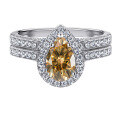 wholesale S925 Sterling Silver 15ct Pear-Shaped Moissanite Ring Set for Women High-End Stackable Rings Jewelry for Men-0-11
