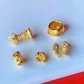 wholesale S925 gold-plated double-row button accessories DIY bracelet necklace components running rings spacer beads handcrafted vajra-0-2