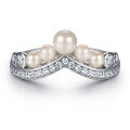 wholesale S925 Silver SKA Cross-Border Amazon Wish New Drop-Shaped Pearl Wedding Ring for Women-0-2