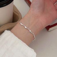 wholesale S925 Sterling Silver Small Teardrop Bracelet for Women, Korean Dongdaemun High-End Customized Stylish Versatile Elegant High-End Hand Jewelry-Pure silver (length 15+3CM)