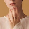 wholesale S925 Silver New Japanese Retro Court Style Garnet Ring Minimalist Geometric Ring for Women Wholesale from Manufacturer-0-1