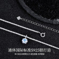 925 Sterling Silver Moissanite Pendant Necklace, Sparkling Crown Cabbage Chain 05ct Light Luxury-0-0
