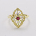 wholesale 18K metal fashion commuter retro light luxury ruby full-cut diamond ring-0-1