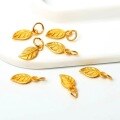 wholesale S925 Sterling Silver Gilded Gold Leaf Pendant Drop DIY Bracelet Cord Jewelry Accessories-0-2