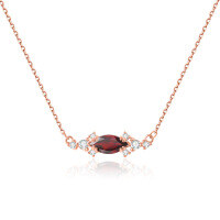wholesale S925 Sterling Silver Cross-Border Necklace with Inlaid Garnet and Marquise Lab-Grown Color-Changing Sapphire, Personalized-Moissanite necklace