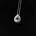 wholesale 925 Sterling Silver Blue Teardrop Necklace for Women, Summer New Simple and Luxurious Micro-Pave Aquamarine Necklace-0-0