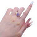 wholesale S925 Sterling Silver Imported High Carbon Diamond 8*8 Millennium Rose Cut Purple Diamond Women's Ring-0-4