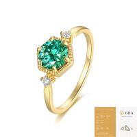 Metal Fashion Gold Plated Fade-Resistant High-Quality Stackable Moissanite Ring Custom Processing-Lake blue moissanite, 1 carat + 2 x 2.0mm stones (with GRA certificate)  US size 6/Hong Kong size 13