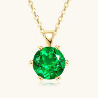 wholesale S925 Sterling Silver Classic Six-Claw Emerald Necklace for Women, High-End Designer Pendant Collarbone Chain Wholesale-Gold 925 silver