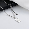 wholesale S925 Sterling Silver Interlocking Square Plate Letter Fringe Necklace, Ins Hip-hop Minimalist Style Pendant Chain for Women-0-3