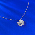wholesale S925 silver lace trim necklace for women, hollow-outsimulated diamond pendant flower floral necklace-0-2