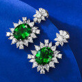 wholesale S925 Sterling Silver New European and American Luxury Set 9*11mm Nano Green Earrings Cross-Border AliExpress Style-0-1