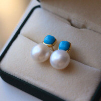 wholesale Pure silver retro Hong Kong style natural beauty pine pearl earrings, freshwater bread pearl ear studs, versatile fashion women's jewelry-Meisong Pearl Earrings>925 Silver