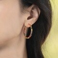 wholesale S925 Sterling Silver Inlaid with Colorful Zirconia Circle Earrings, Summer New European and American Fashion Personality Rainbow Hoop Earrings Manufacturer Wholesale-0-1