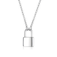 wholesale 925 Sterling Silver Necklace, Cross-Border Hot-Sell Solid Lock Pendant Chain Minimalist Luxury Niche High-End Collarbone Necklace-Silver 925 silver