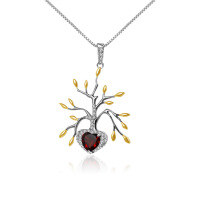 wholesale 925 Silver Designer High-End Natural Topaz Pendant, Tree of Life Design Series Necklace Pendant-Natural garnet pendant (with silver chain)
