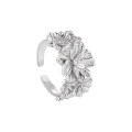 wholesale S925 Sterling Silver RG Floral Diamond Ring for Women, High-End Sense, Small and Original, Ins Light Luxury Temperament, Openable Silver Ring-0-5
