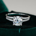 S925 Sterling Silver Hip-Hop Double Row Moissanite Ring for Women Wholesale-0-4