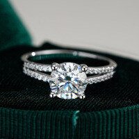 S925 Sterling Silver Hip-Hop Double Row Moissanite Ring for Women Wholesale-Set with 2 carat moissanite  No. 6