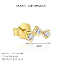 wholesale S925 Sterling Silver Geometric Square Luxury Sparkling Zircon Earrings for Women,。-E4946-Gold/Pair 925 Silver